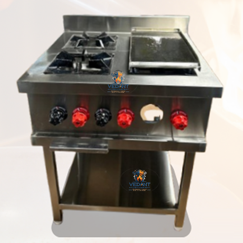 Two Burner Continental Range with Hot Plate