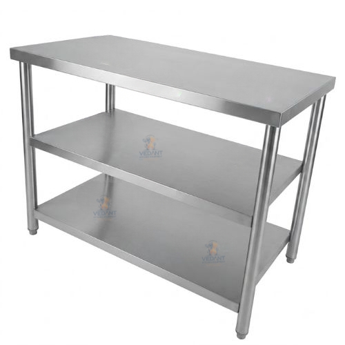 Working Table With 2 Under Shelves